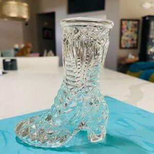 Vintage Collectible Clear Art Glass Boot 3.5″